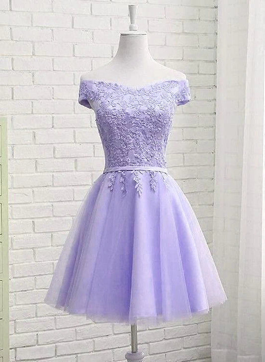 Lovely Off Shoulder Short Party Dress, Cute Homecoming Dress by YiHuiw