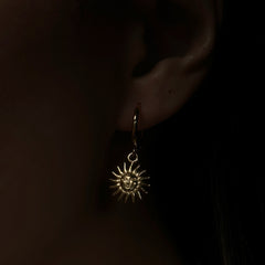 Gold Earrings Temperament Light Luxury Sun Element Trend Pendant Earrings Titanium Steel Plated