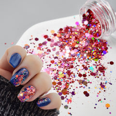 24 Color Nail Set With Circular Glitter That Sparkles