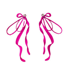 Irregular Large Bow Earrings For Women Tassel Streamer