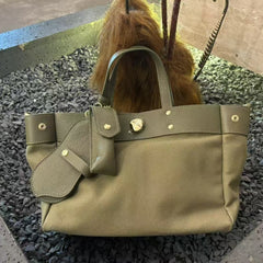 Textured Cowhide High Canvas Loose Crossbody Bag