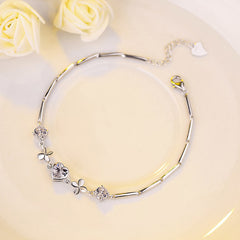 The Qixi Festival Valentine Jewelry S925 Sterling Silver Bracelet Fashion Jewelry Silver Bracelet New Heart-shaped Clover