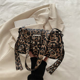Leopard Print Personalized Design Motorcycle Shoulder Crossbody Underarm Baguette Women's Bag