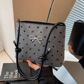 Canvas Polka Dot Fashion Shoulder Bow Crossbody Bag