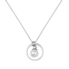 S925 sterling silver circle pearl necklace female Korean simple light bulb clavicle chain short sweet gas 7252