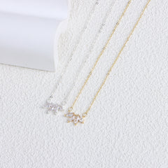 Fashion Jewelry Minimalist Shining Flower Petal Necklace For Women Girls Lotus Flower Pendant Necklace Female Party Anniversary Jewelry Gift