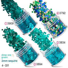 Green Manicure Set 12 Colors Mixed Nail Sequins Glitter Powder Gradient Laser Powder