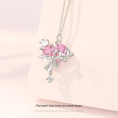 Planet Sweetheart Necklace Female With Hearts Zircon Bow
