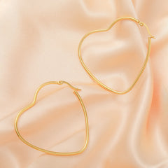 Metallic Twisted Stainless Steel Golden Heart Big Ear Clip Women