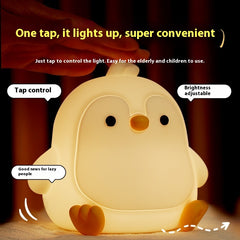 Baby Penguin Small Night Bedroom Bedside Silicone Pat Lamp