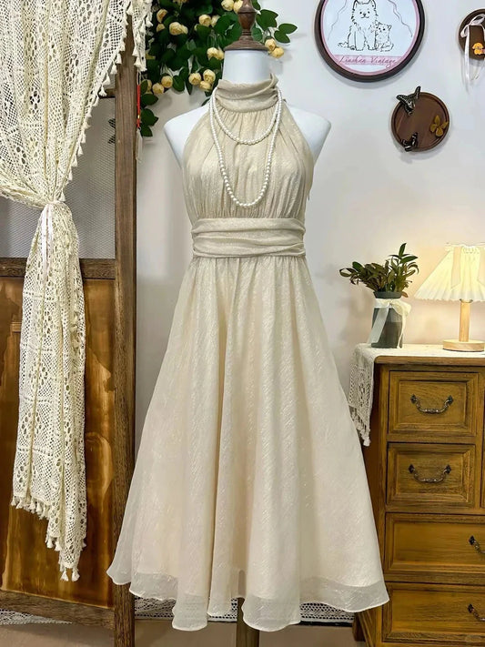 A Line Champagne Vintage Short Party Dress Cocktail Dresses Homecoming Dress by YiHuiw