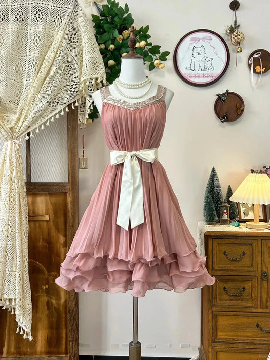 A Line Pink Vintage Short Party Dress Cocktail Dresses Homecoming Dress by YiHuiw
