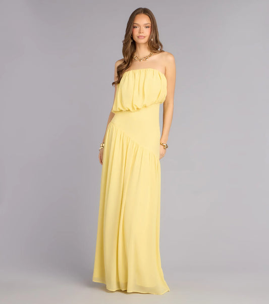 A-Line Strapless Asymmetric Floor-Length Wedding Dress - Yihuiw by Yihuiw