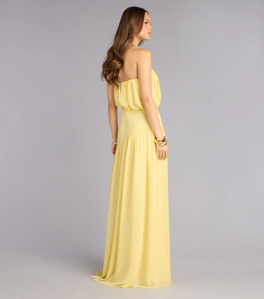 A-Line Strapless Asymmetric Floor-Length Wedding Dress - Yihuiw by Yihuiw