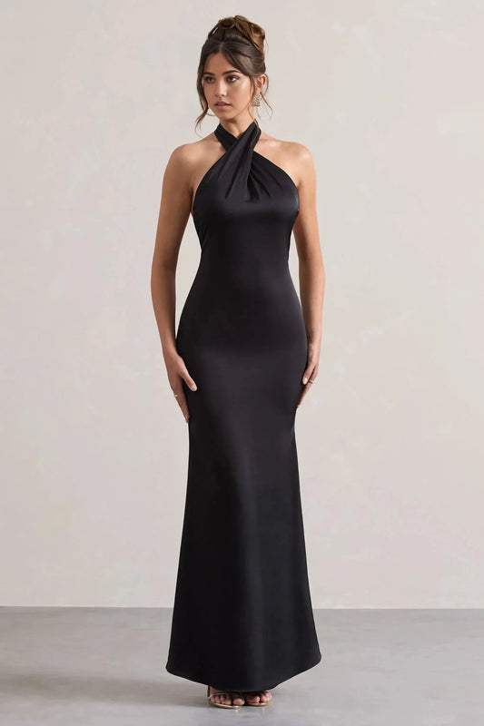 Alluring Mermaid Halter Neck Sleeveless Open Back Floor Length Prom Dress by YiHuiw