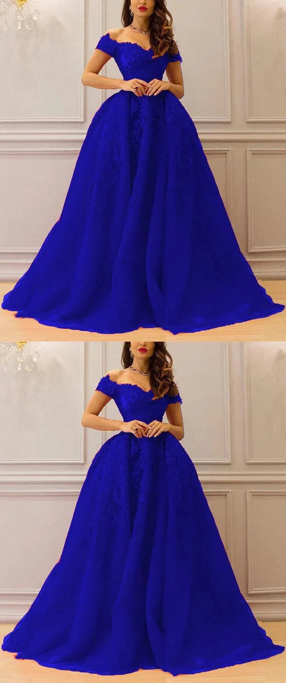 A navy blue dress with a one shoulder short sleeved design and lace decoration, featuring a high waist and large skirt that is suitable for occasions such as dinners and dances by YiHuiw