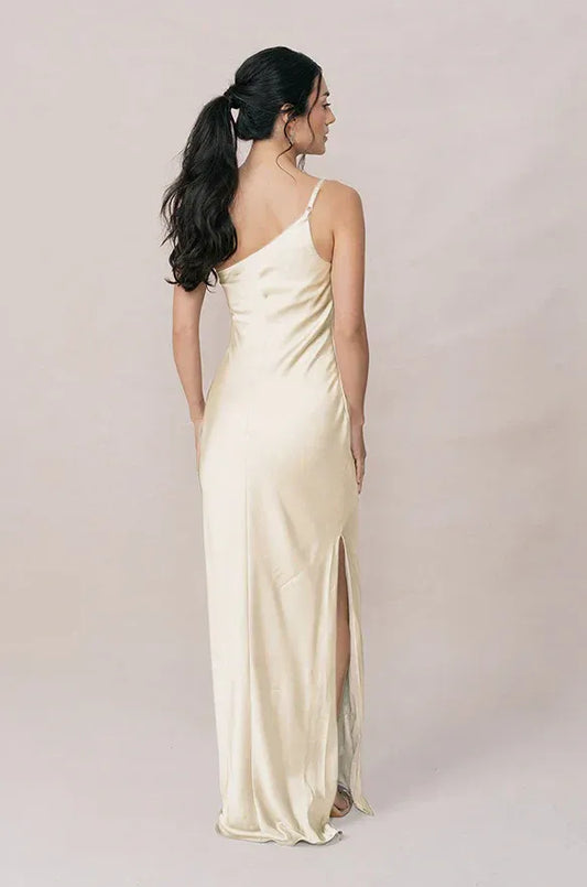 Mermaid One-Shoulder Satin High Slit Wedding Dress - Yihuiw by Yihuiw
