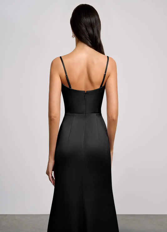 Black Mermaid Off-Shoulder High Slit Floor-Length Wedding Dress - Yihuiw by Yihuiw