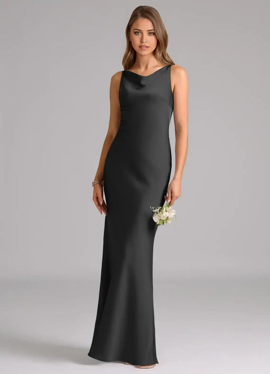 Black Mermaid Sleeveless Floor-Length Wedding Dress - Yihuiw by Yihuiw