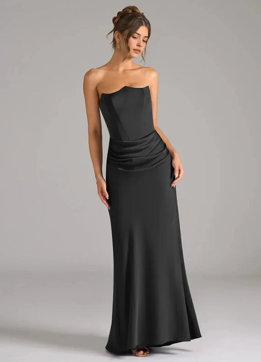 Rust Satin One-Shoulder Maxi Dress A-Line One Shoulder Metallic Satin Dress Bridesmaid Dresses by YiHuiw