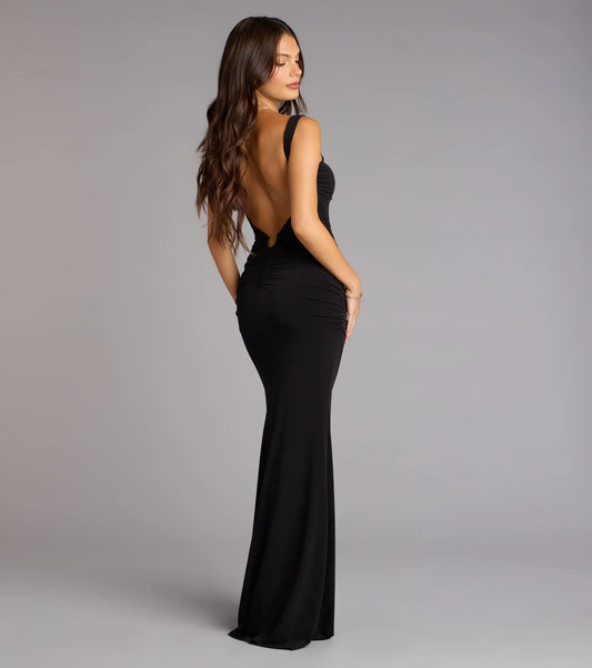 Black Mermaid Sweetheart Open Back High Slit Floor-Length Wedding Dress - Yihuiw by Yihuiw