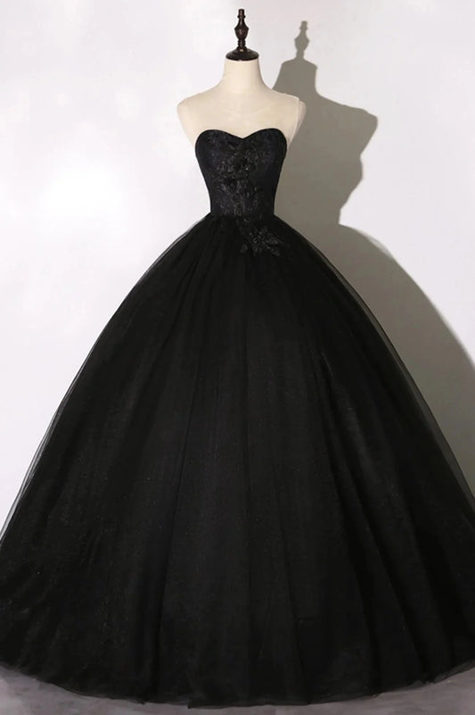 Black Tulle Lace Long Prom Dress Black Scoop Neckline Evening Party Dress simple gentle atmospheric and unique desi Bring summer colors to enhance whitenes by YiHuiw