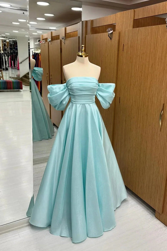 Blue Tulle Floor Length Prom Dress Beautiful A-Line Formal Evening Dress simple gentle atmospheric and unique desi Bring summer colors to enhance white by YiHuiw