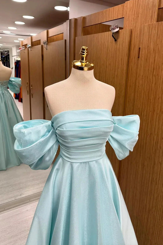 Blue Tulle Floor Length Prom Dress Beautiful A-Line Formal Evening Dress simple gentle atmospheric and unique desi Bring summer colors to enhance white by YiHuiw