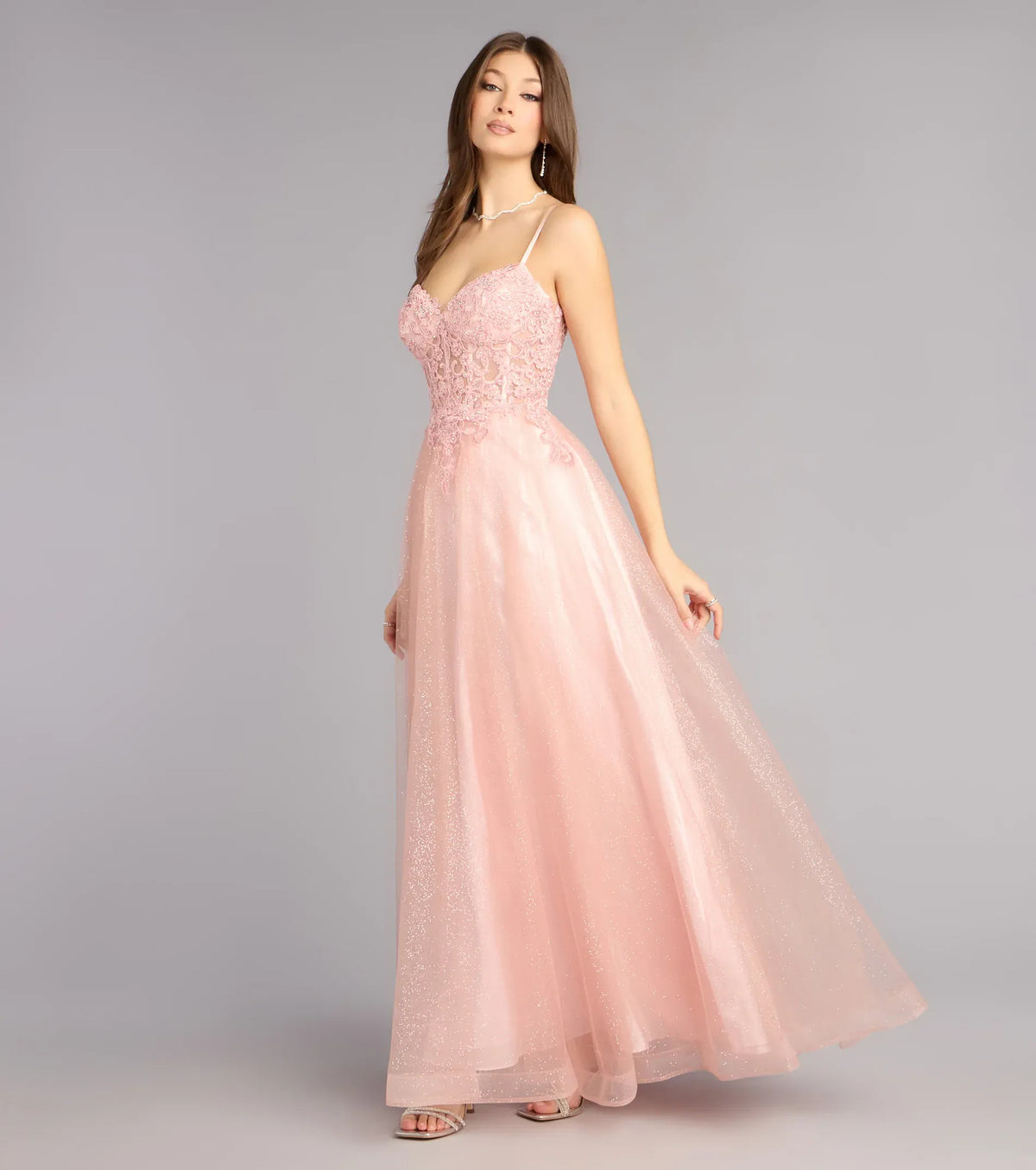 A-Line Spaghetti Strap Tulle Lace-Up Back Floor-Length Wedding Dress - Yihuiw by Yihuiw