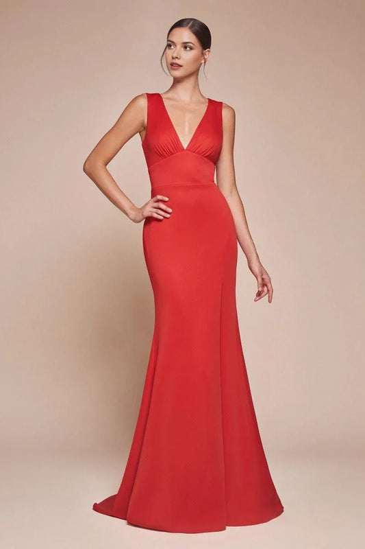 Bold Mermaid V-Neck Sleeveless Cutout Back Floor Length Prom Dress