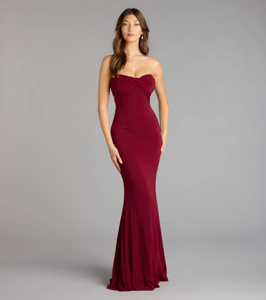 Burgundy Mermaid Sweetheart Open Back Floor-Length Wedding Dress - Yihuiw by Yihuiw