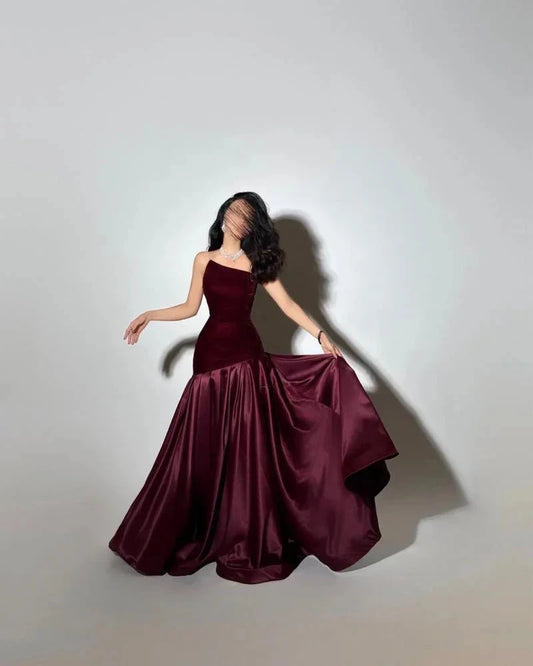 Burgundy Prom Dresses Mermaid Purple Graduation Gown Long simple gentle atmospheric and unique desi Bring summer colors to enhance whiteness by YiHuiw
