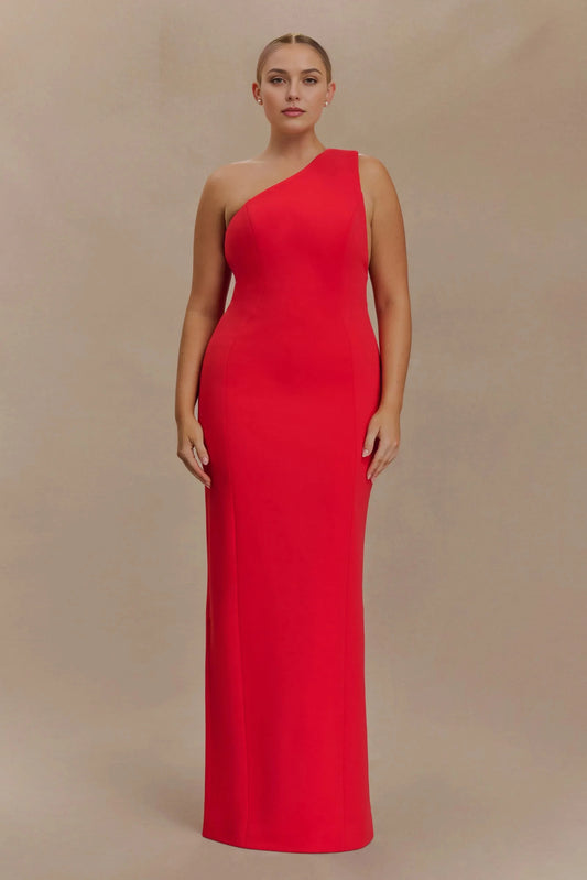 Captivating Plus Size Sheath One Shoulder Sleeveless Back Slit Floor Length Prom Dress by YiHuiw