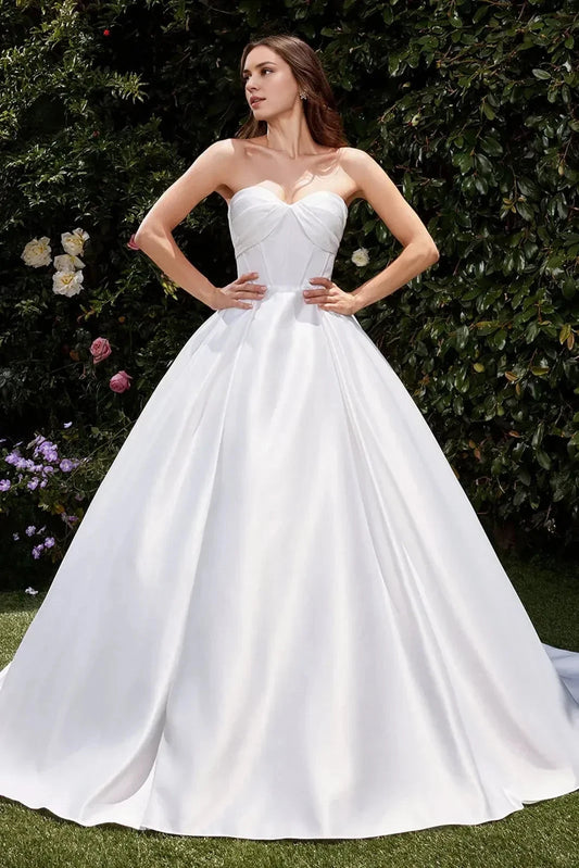 Charming Ball Gown Strapless Sleeveless Lace Up Back Floor Length Wedding Dress by YiHuiw