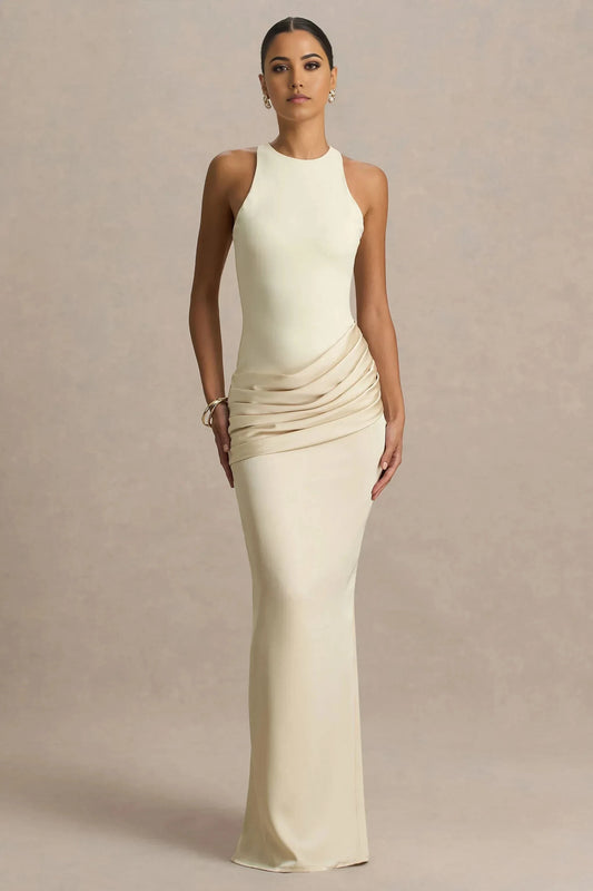 Charming Mermaid High Neck Sleeveless Keyhole Back Floor Length Prom Dress by YiHuiw