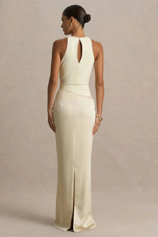 Charming Mermaid High Neck Sleeveless Keyhole Back Floor Length Prom Dress by YiHuiw