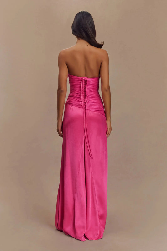 Charming Sheath Strapless Sleeveless Lace Up Back Floor Length Prom Dress by YiHuiw