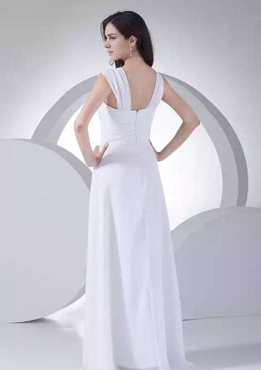 Charming chiffon evening Dress A-line/princess sweetheart collar long/floor length with beaded Prom Dresses