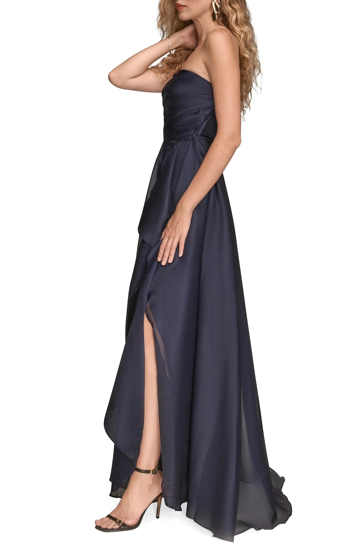 Chic A-Line Strapless Sleeveless Zip Back Hi Lo For Ladies Evening Dress by YiHuiw