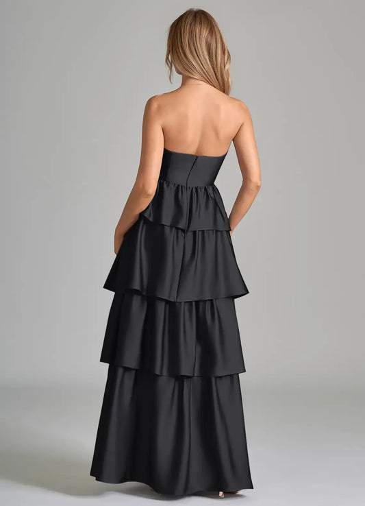 Black A-Line Sweetheart High Slit Floor-Length Wedding Dress - Yihuiw by Yihuiw