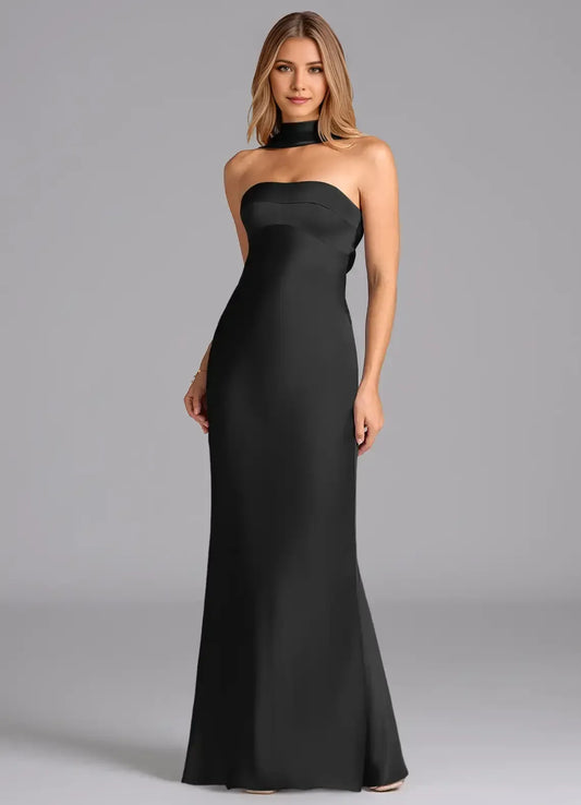Black Mermaid Strapless Floor-Length Wedding Dress - Yihuiw by Yihuiw