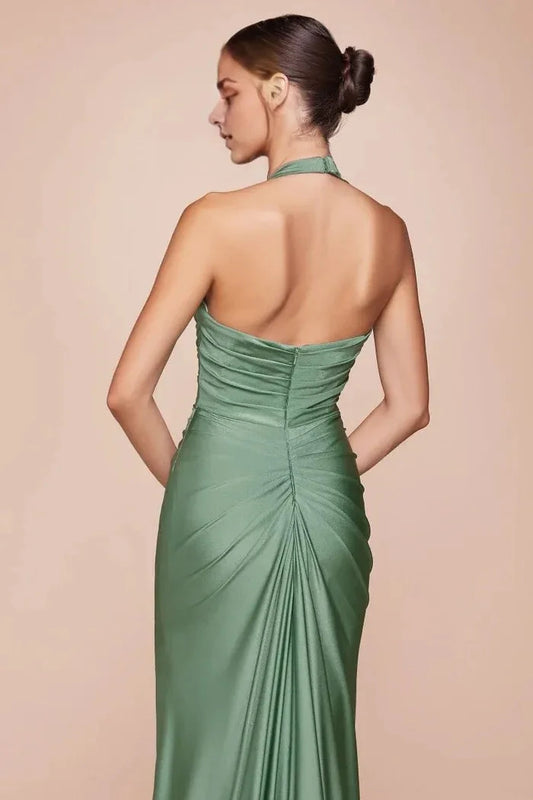 Chic Mermaid Halter Sweetheart Sleeveless Open Back Floor Length For Adults Prom Dress by YiHuiw