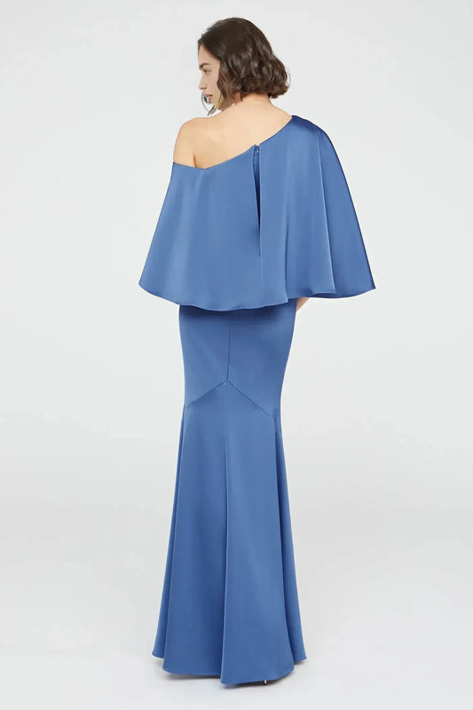 Chic Mermaid One Shoulder Ruffled Sleeve Back Zipper Floor Length Prom Dress by YiHuiw