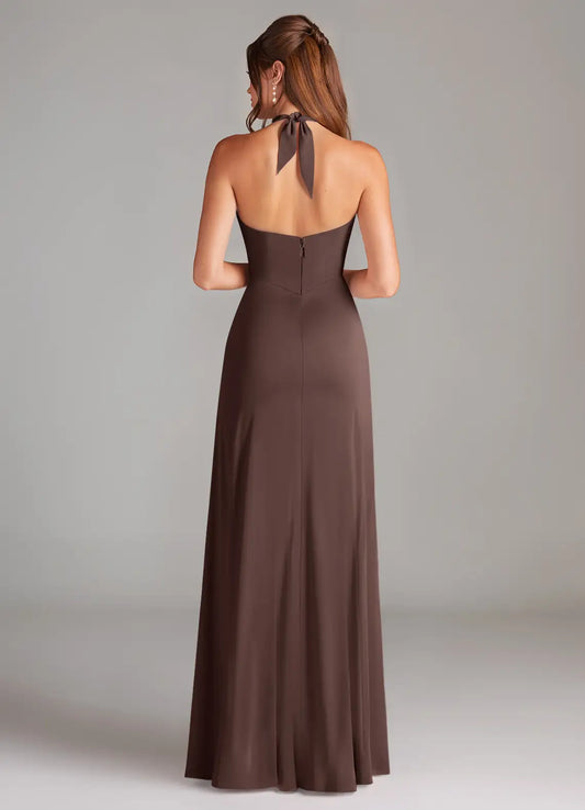 Mermaid Halter Satin High Slit Floor-Length Wedding Dress - Yihuiw by Yihuiw