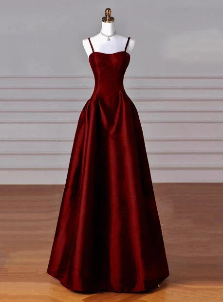 Classy A line Spaghetti Straps Sleeveless Satin Prom Dresses Red Summer Wedding Guest Dresses Wedding Guest Outfit simple gentle atmospheric and unique desi Bring summer colors to enhance whiteness by YiHuiw