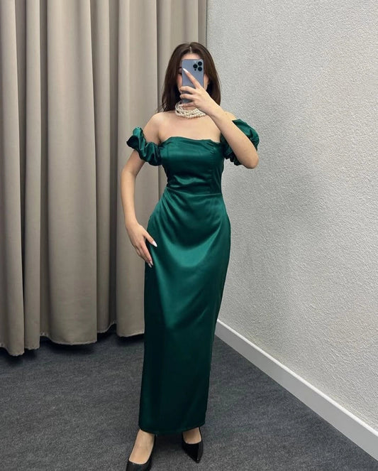 Classy Mermaid Off The Shoulder Dark Green Formal Long Prom Gown Summer Wedding Guest Dress Bridal Guest Dresses Wedding Outfits For Guest simple gentle atmospheric and unique desi Bring summer colors to enhance whiteness by YiHuiw