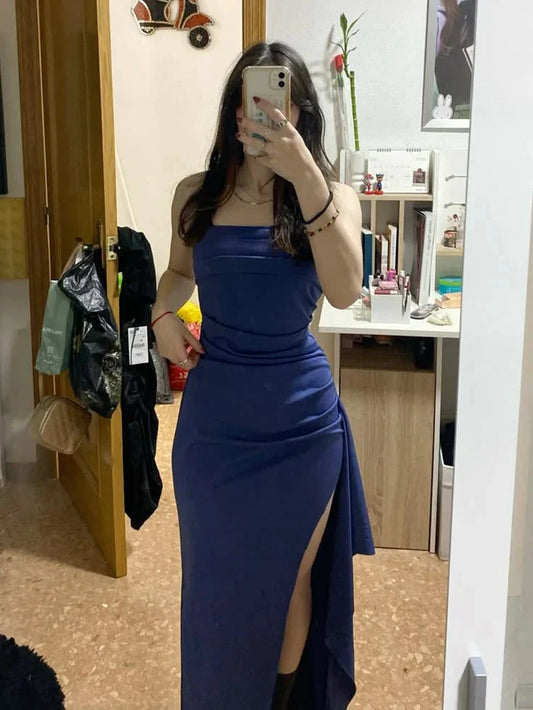 Classy Mermaid Royal Blue Slit Long Prom Dresses Formal Gown Summer Wedding Guest Dress Wedding Outfits For Guest simple gentle atmospheric and unique desi Bring summer colors to enhance whiteness by YiHuiw