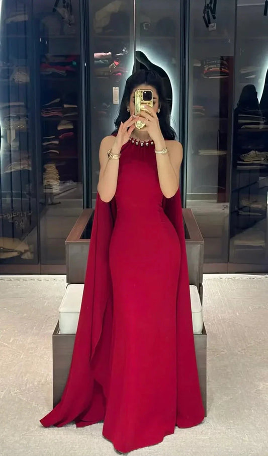 Classy Mermaid Scoop Red Long Formal Prom Gown Summer Wedding Guest Dress Bridal Guest Dresses Wedding Outfits For Guest simple gentle atmospheric and unique desi Bring summer colors to enhance whiteness by YiHuiw
