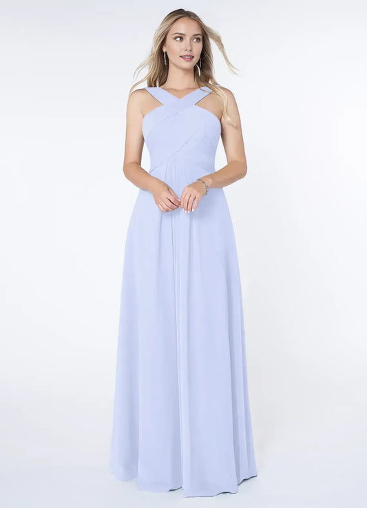 A-Line Halter Chiffon Pleated Wedding Dress - Yihuiw by Yihuiw