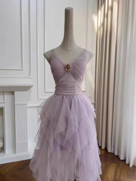 Cute A line Straps Tulle Pink Layers Short Mini Formal 8th Grade Homecoming Dresses Middle School Short Cocktail Dress Hoco Outfits simple gentle atmospheric and unique desi Bring summer colors to enhance whiteness by YiHuiw